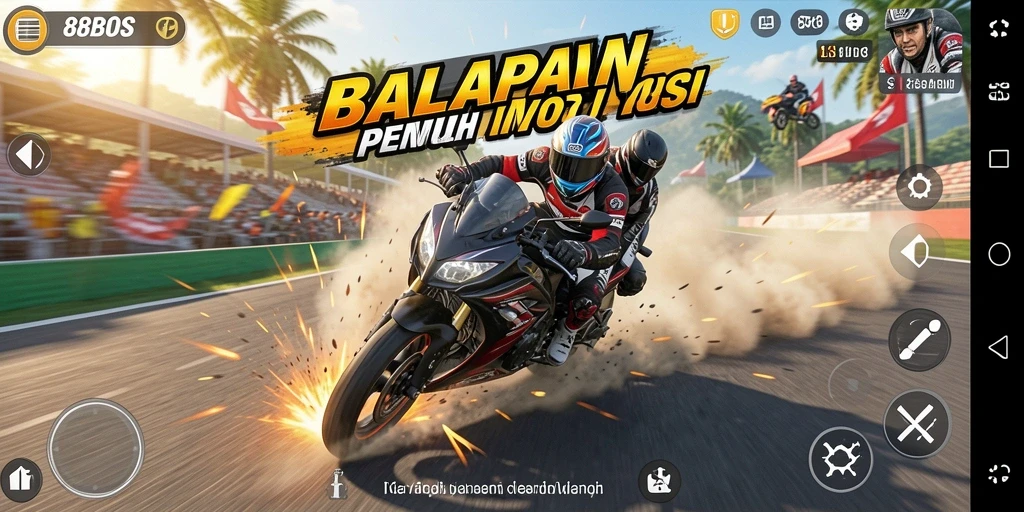 Screenshot gameplay 88BOS di trek balapan motor yang seru.