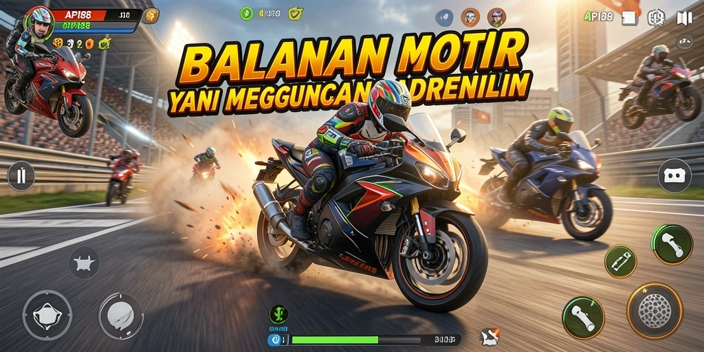 Tangkapan layar API88 menampilkan aksi balapan motor yang seru.