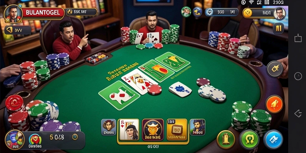 Tampilan seru gameplay Poker di BULANTOGEL dengan berbagai pemain aktif.