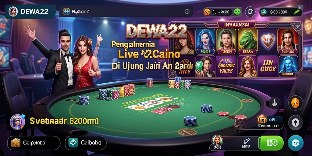 Tampilan gameplay DEWA22 dengan dealer profesional dan suasana kasino langsung.