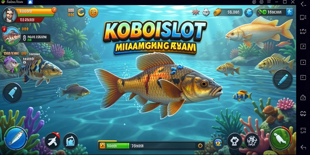 Tampilan gameplay KOBOISLOT yang menampilkan aksi memancing seru.