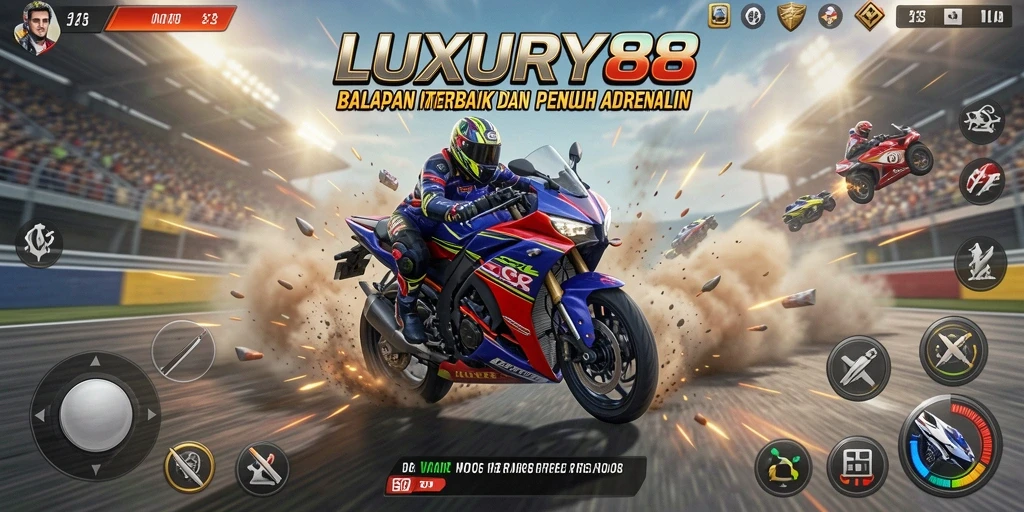 Gameplay mendebarkan dalam balapan motor yang menantang.