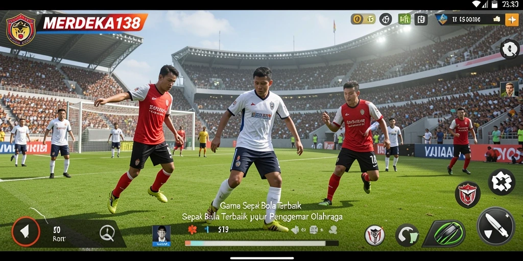 Tampilan gameplay <strong>MERDEKA138</strong> yang menegangkan dalam aksi sepak bola.