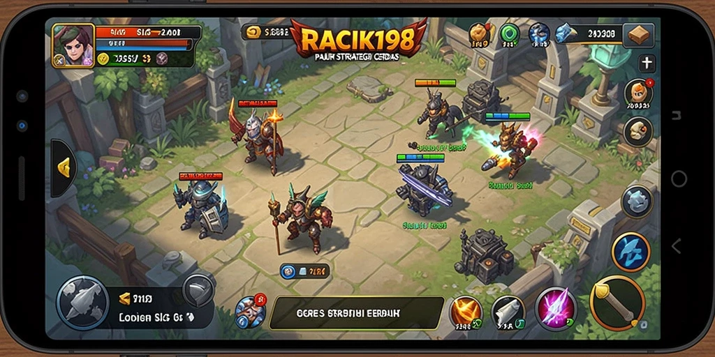 Screenshot gameplay RACIK198 menampilkan pertempuran strategi yang mendebarkan.