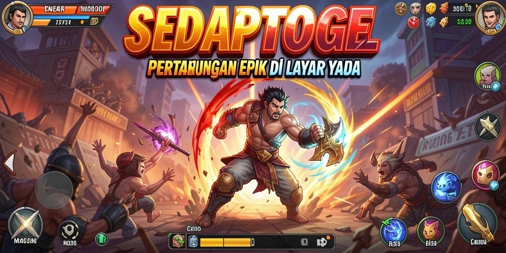 Tampilan pertarungan intens SEDAPTOGEL antara karakter yang unik.