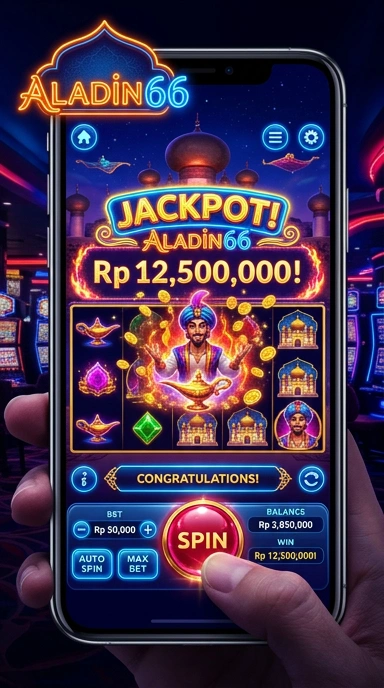 Tampilan antarmuka aplikasi aladin66 yang sederhana.